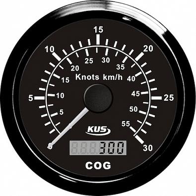 Изображение товара KY08019 Спидометр с модулем GPS 0-30 узлов (0-55 км/ч), черный циферблат/черный ободок, Ø85мм
