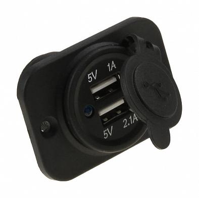 Изображение товара AES1118SU113 Разъем врезной USB 5В 3.1А на панели, 1x5V/1A+1x5V/2.1A (AES.Co, )