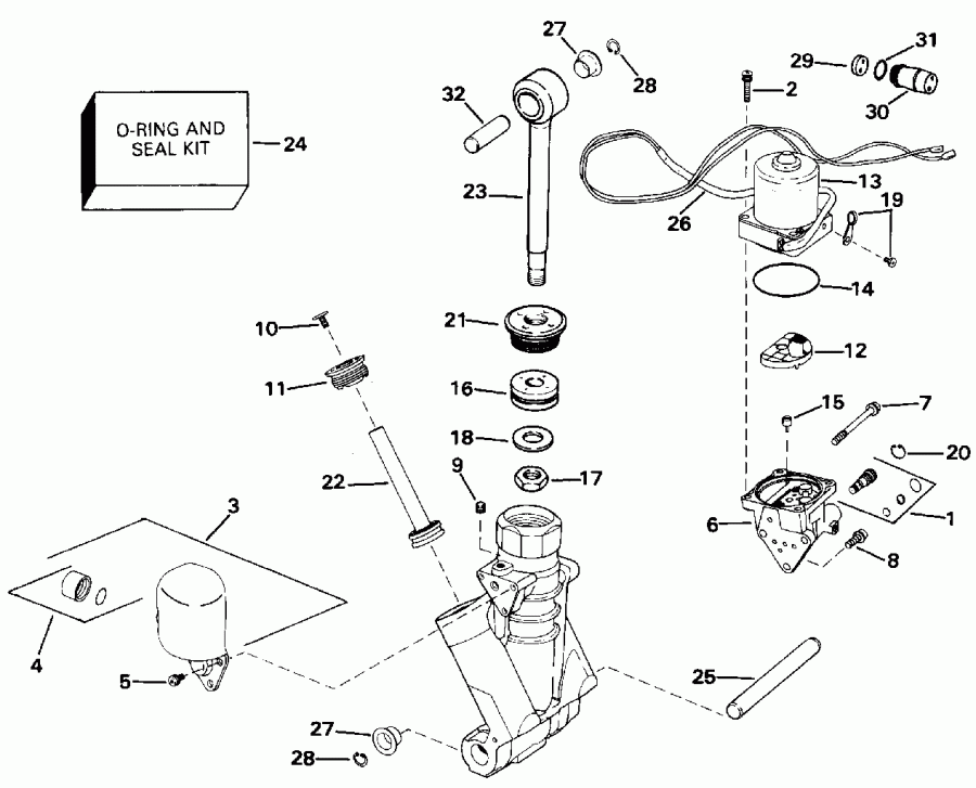 Схема узла Механизированный Дифферент Наклона Hydraulic Assembly (Power Trim/Tilt Hydraulic Assembly)