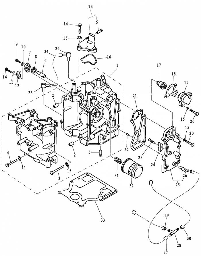 Схема узла Цилиндр И Картер 1 (Cylinder / Crankcase 1)