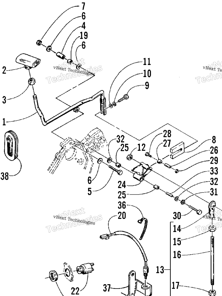 Схема узла Сборка Рычага Переключения На Обратный Ход
