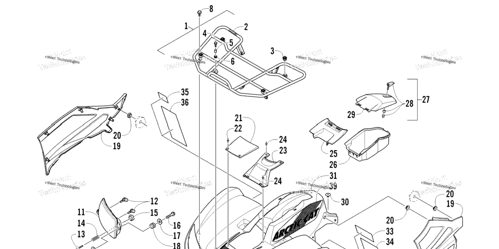 Схема узла Передние Багажники, Панели Кузова И Узлы Фар