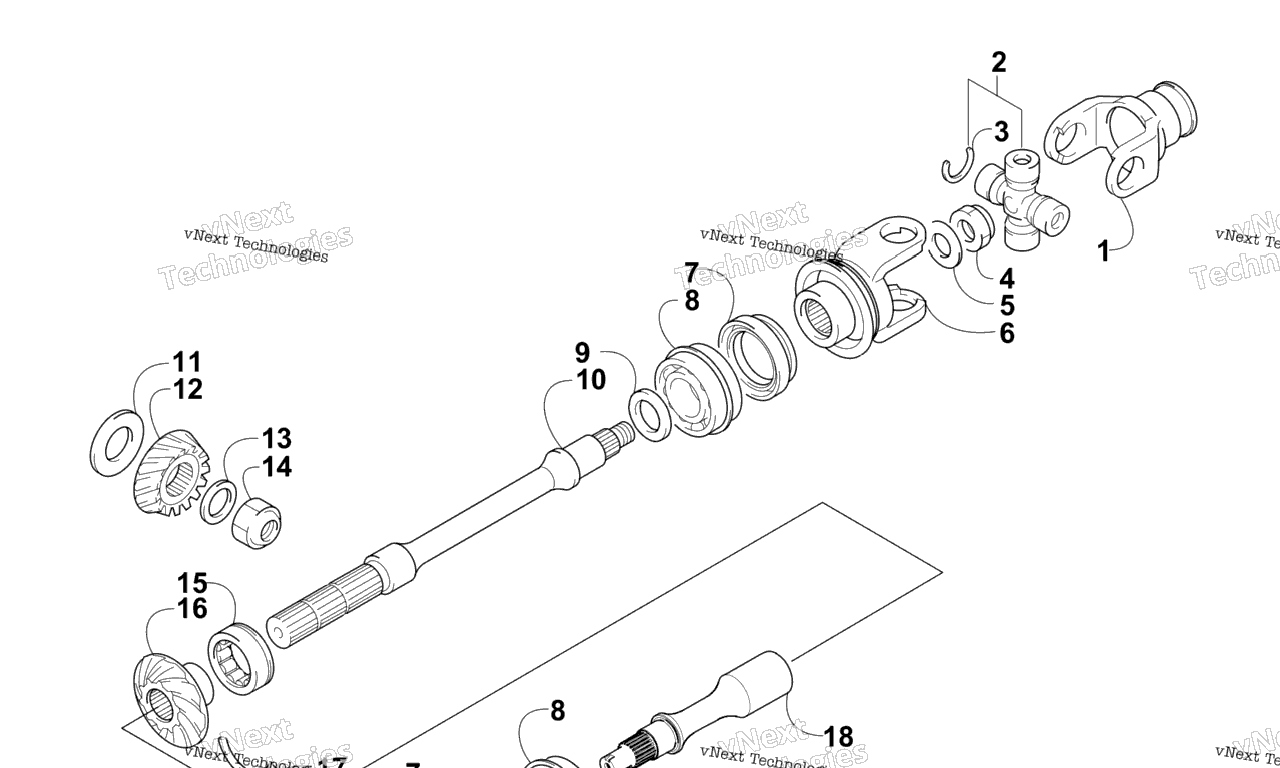 Схема узла Secondary Drive Assembly (Engine Serial No. Up To 0950T10142249)