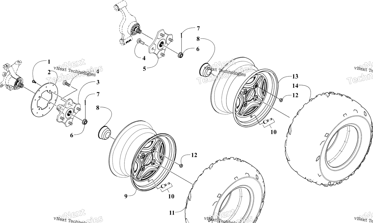 Схема узла Wheel And Tire Assembly (Ser. # 200233 And Below)