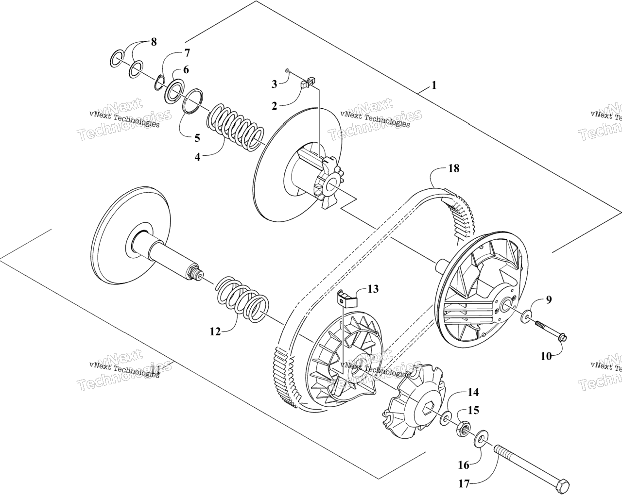 Схема узла Clutch Assemblies [Ser. # 200380 And Below]