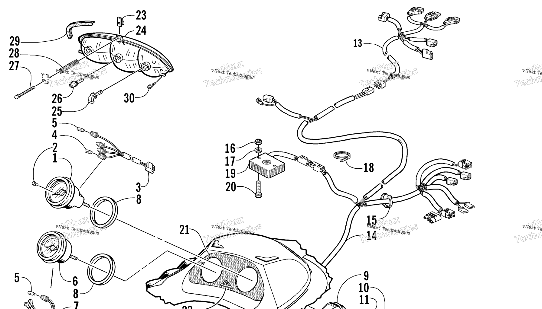 Схема узла Фары, Приборы И Электрические Узлы