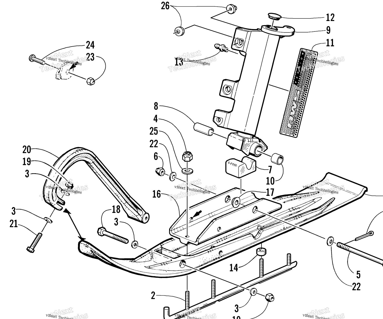Схема узла Сборка Лыжи И Шпинделя