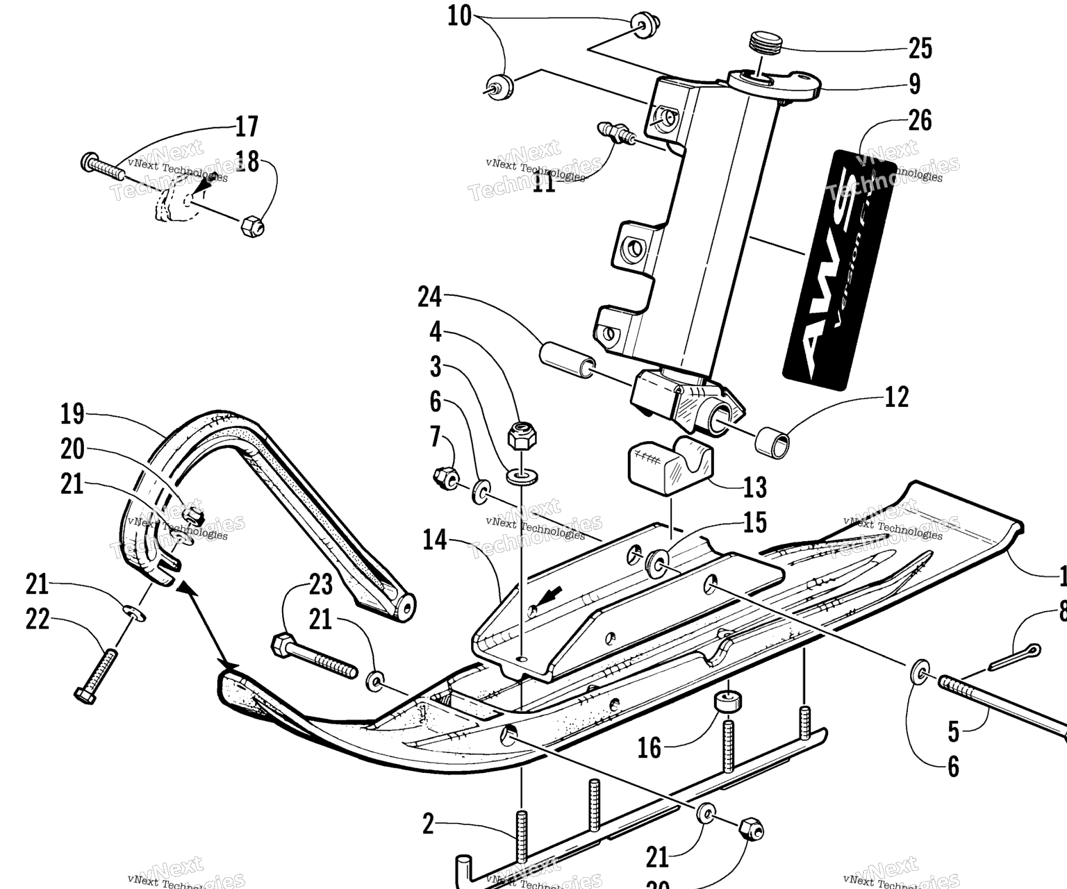 Схема узла Сборка Лыжи И Шпинделя