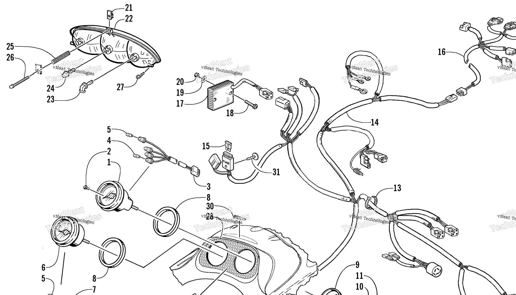Схема узла Фары, Приборы И Электрические Узлы