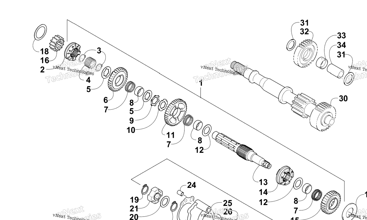 Схема узла Secondary Transmission Assembly (Engine Serial No. 0700A60010050 And Up)