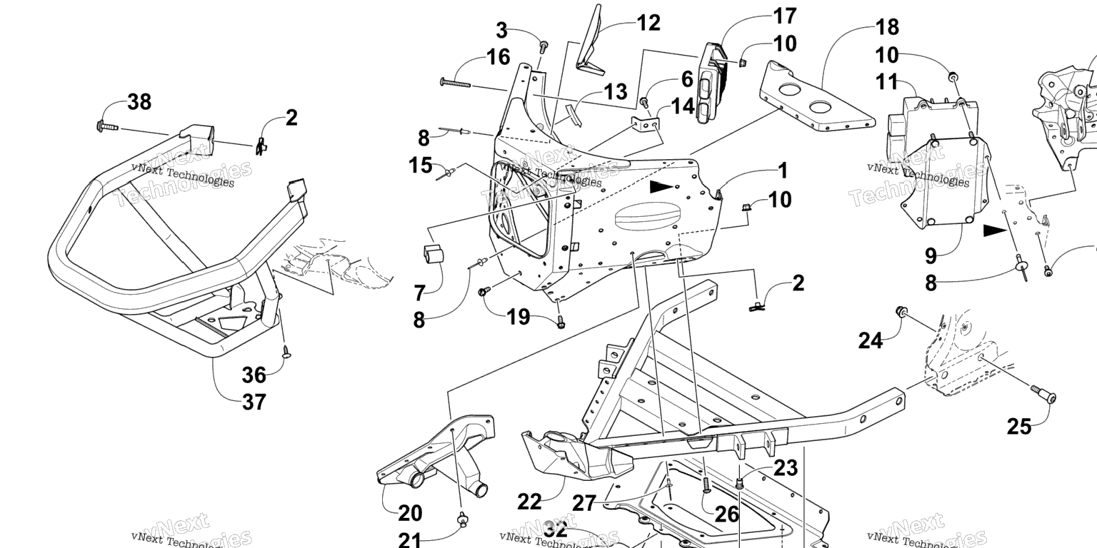 Схема узла Передний Бампер И Сборка Рамы