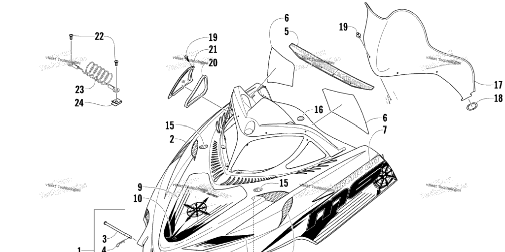Схема узла Крышка И Сборка Ветрового Стекла