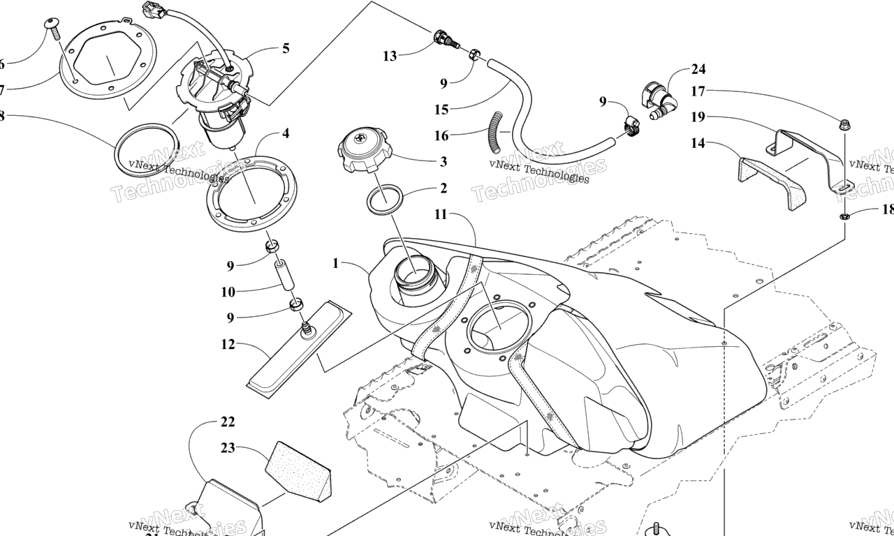 Схема узла Топливный Бак И Сборка Насоса Топлива