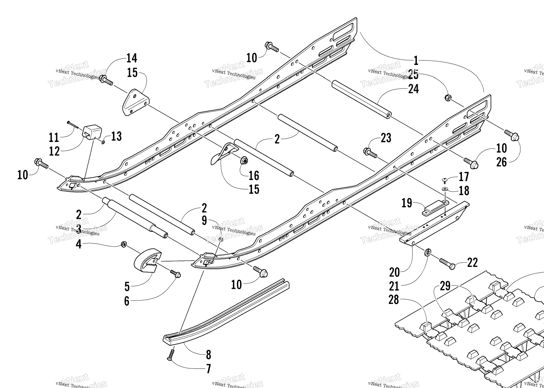 Схема узла Рамка И Направляющая Скольжения
