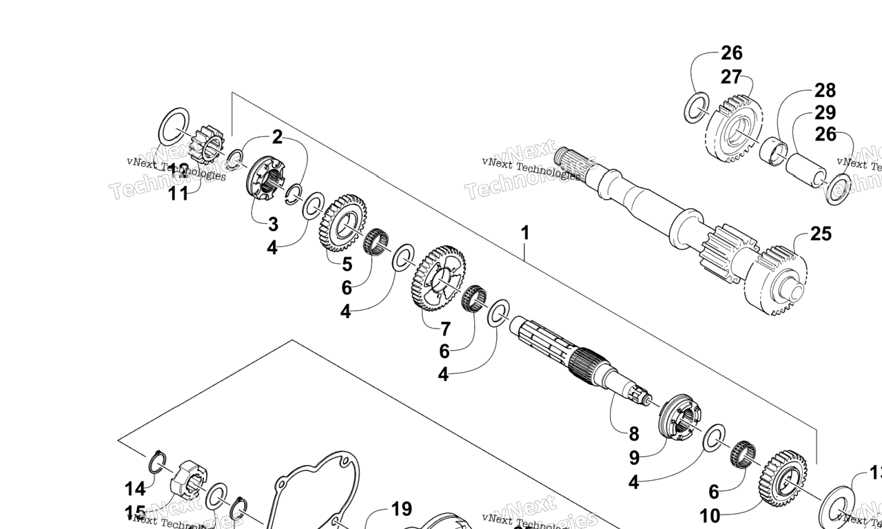 Схема узла Secondary Transmission Assembly (Engine Serial No. 40010070 And Up)