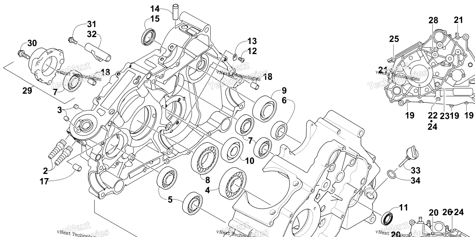 Схема узла Crankcase Assembly (Engine Serial No. 0700Ad0010060 And Up)