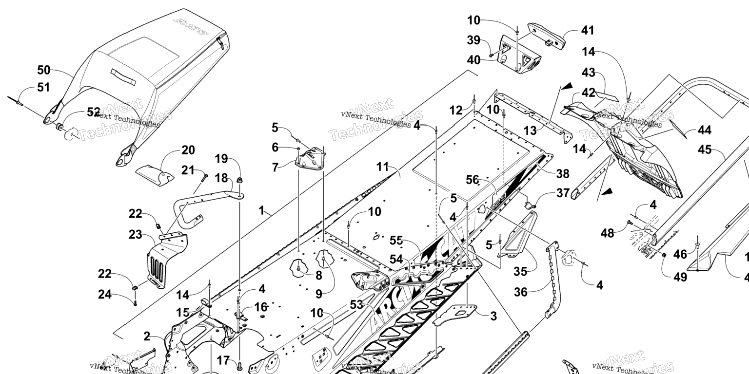 Схема узла Туннель, Задний Бампер И Сборка Снега