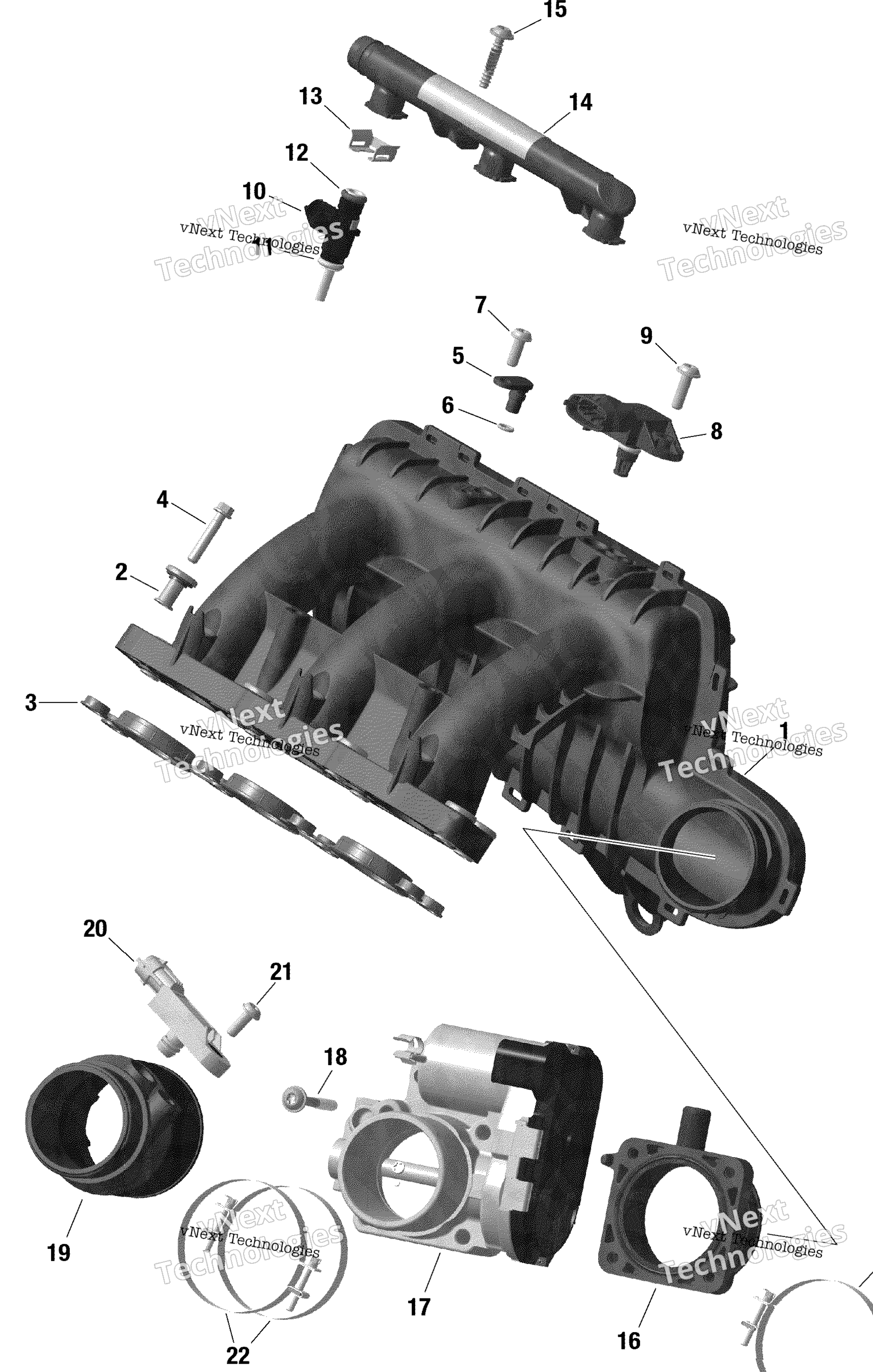Схема узла Ротационный - Впускной Коллектор И Дроссельная Заслонка - Turbo Rr