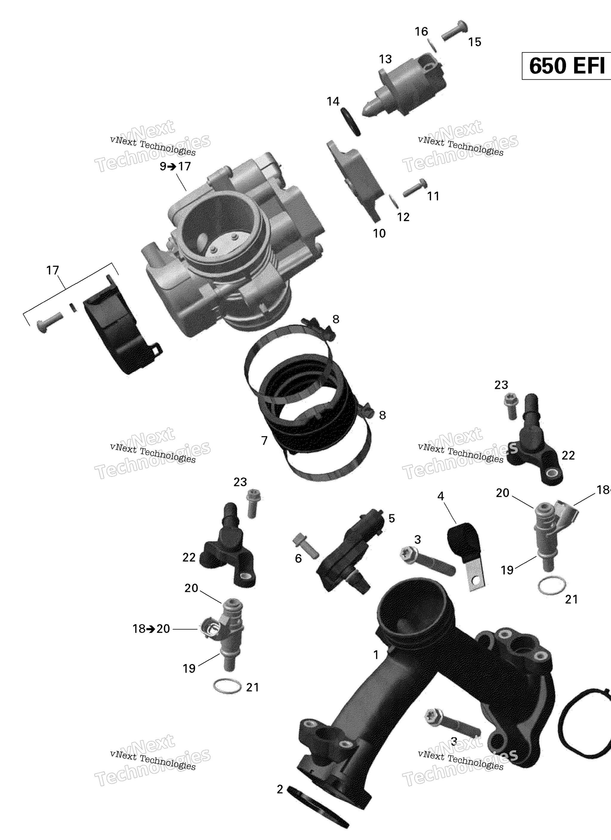 Схема узла Коллектор Воздухо Intake И Дроссельная Заслонка  2Vca Model
