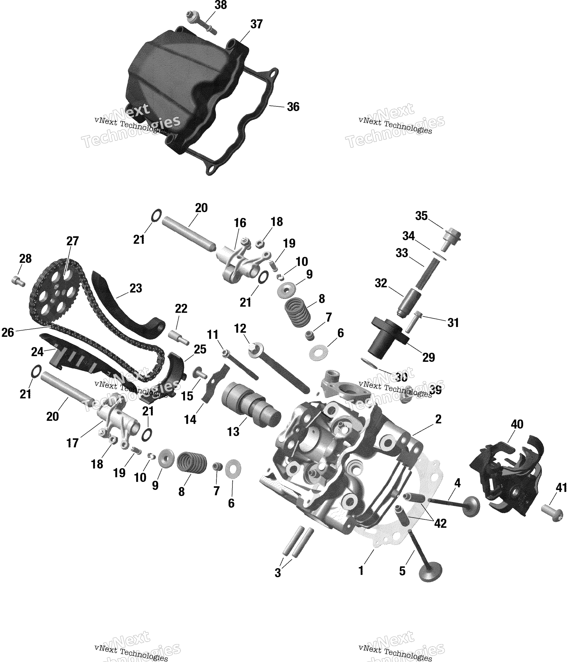 Схема узла Rotax - Головка Цилиндра, Передняя