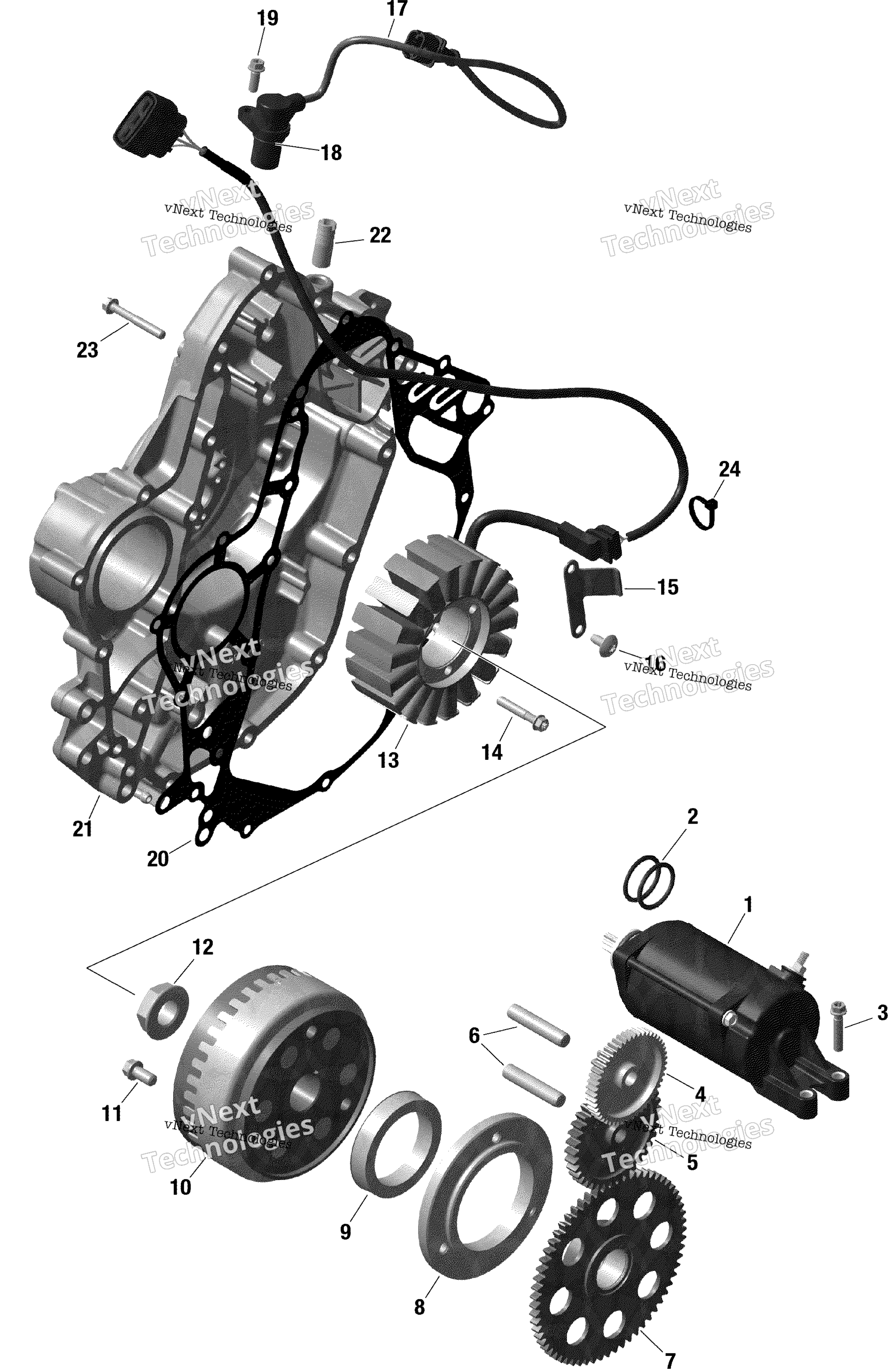 Схема узла Rotax - Механизм Зажигания И Электрический Стартер