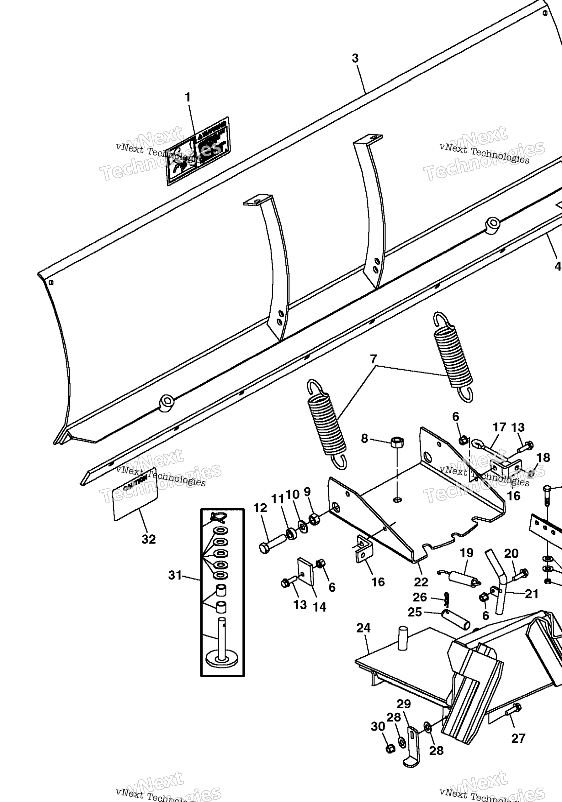 Схема узла Дополнительный Передний Устанавливаемый Нож