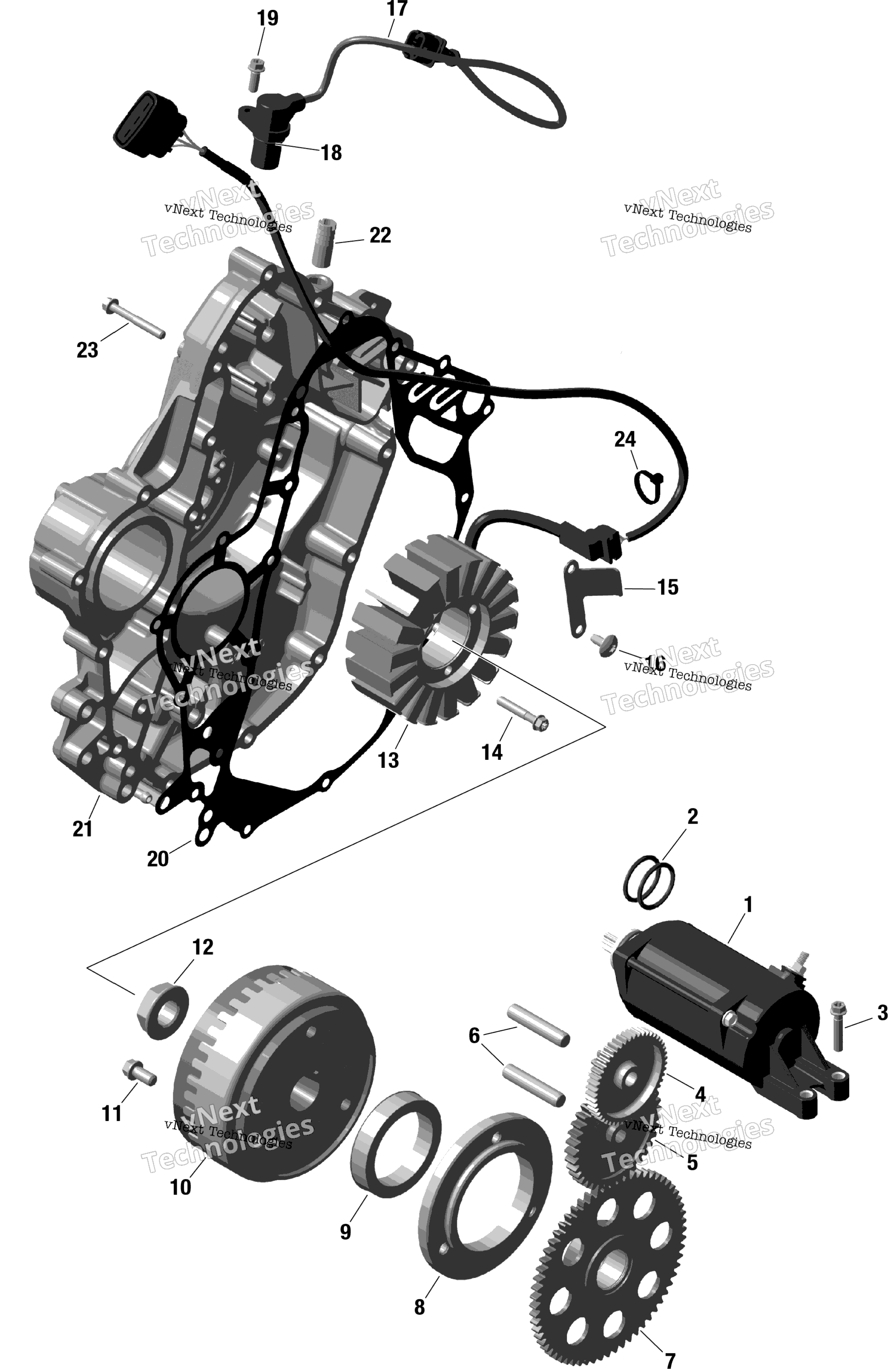 Схема узла Rotax - Механизм Зажигания И Электрический Стартер