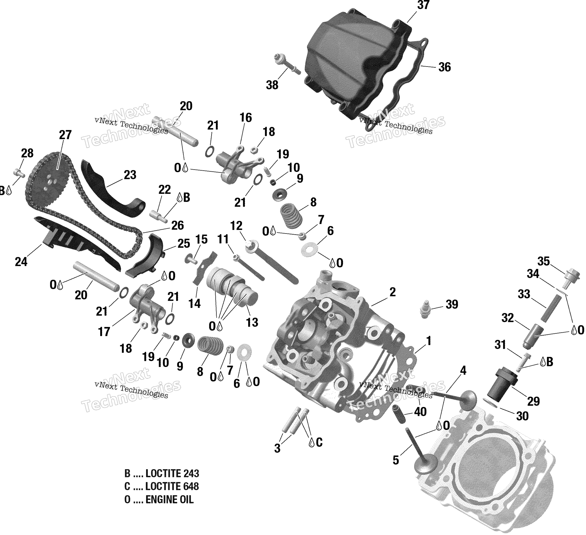 Схема узла Rotax - Головка Цилиндра, Передняя