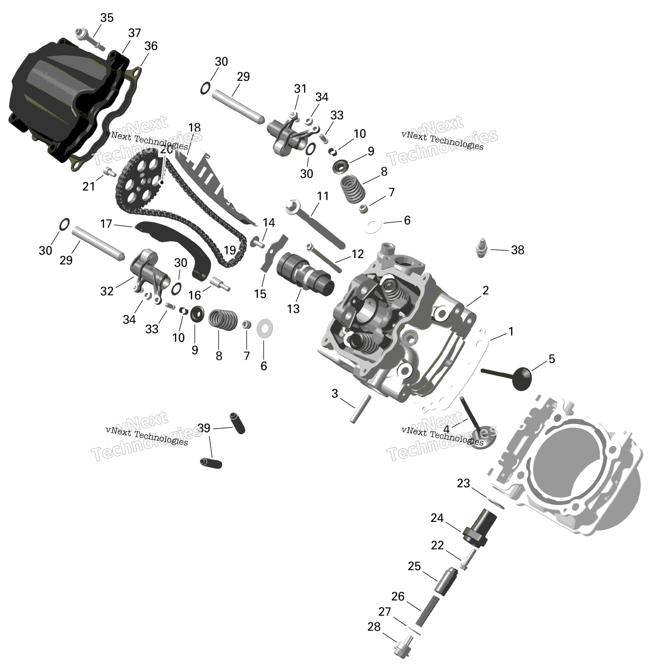 Схема узла Rotax - Головка Цилиндра