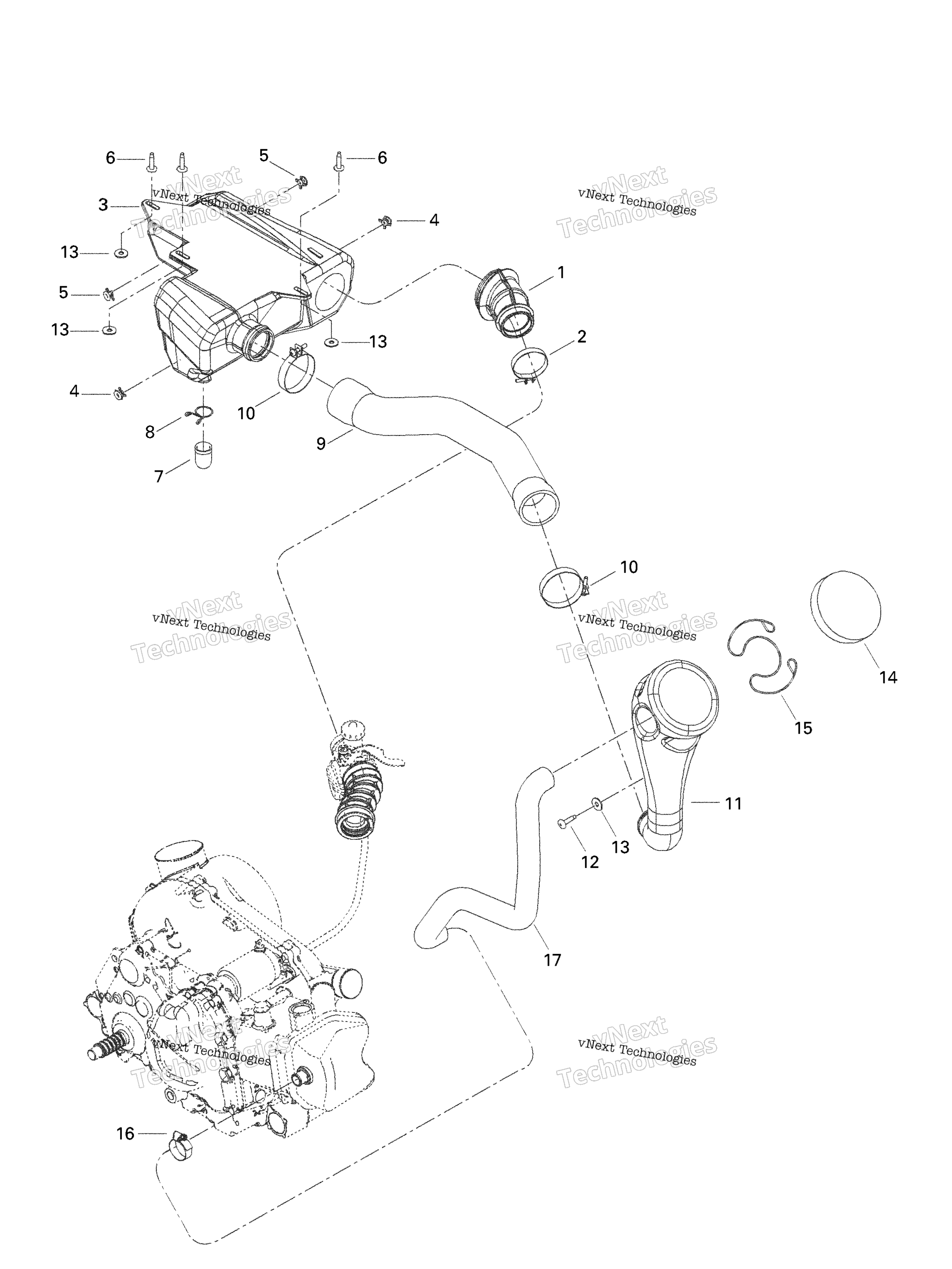 Схема узла Глушитель Воздухозаборника