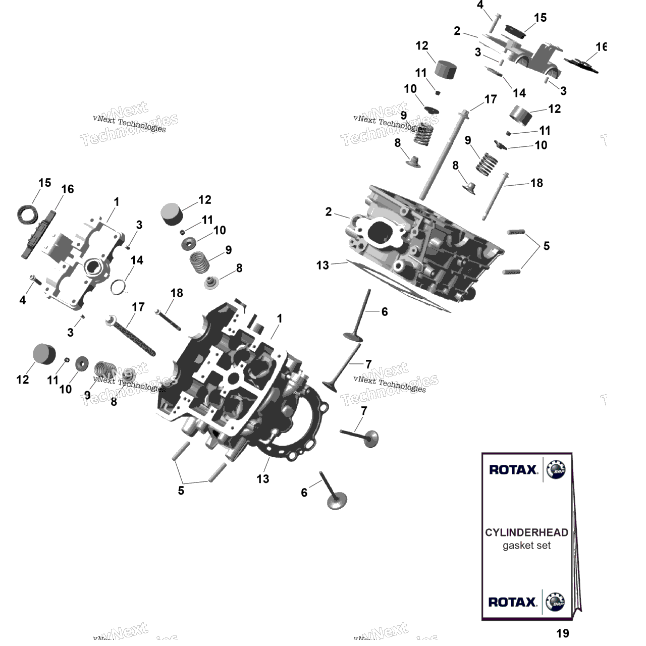 Схема узла Rotax - Головка Цилиндра