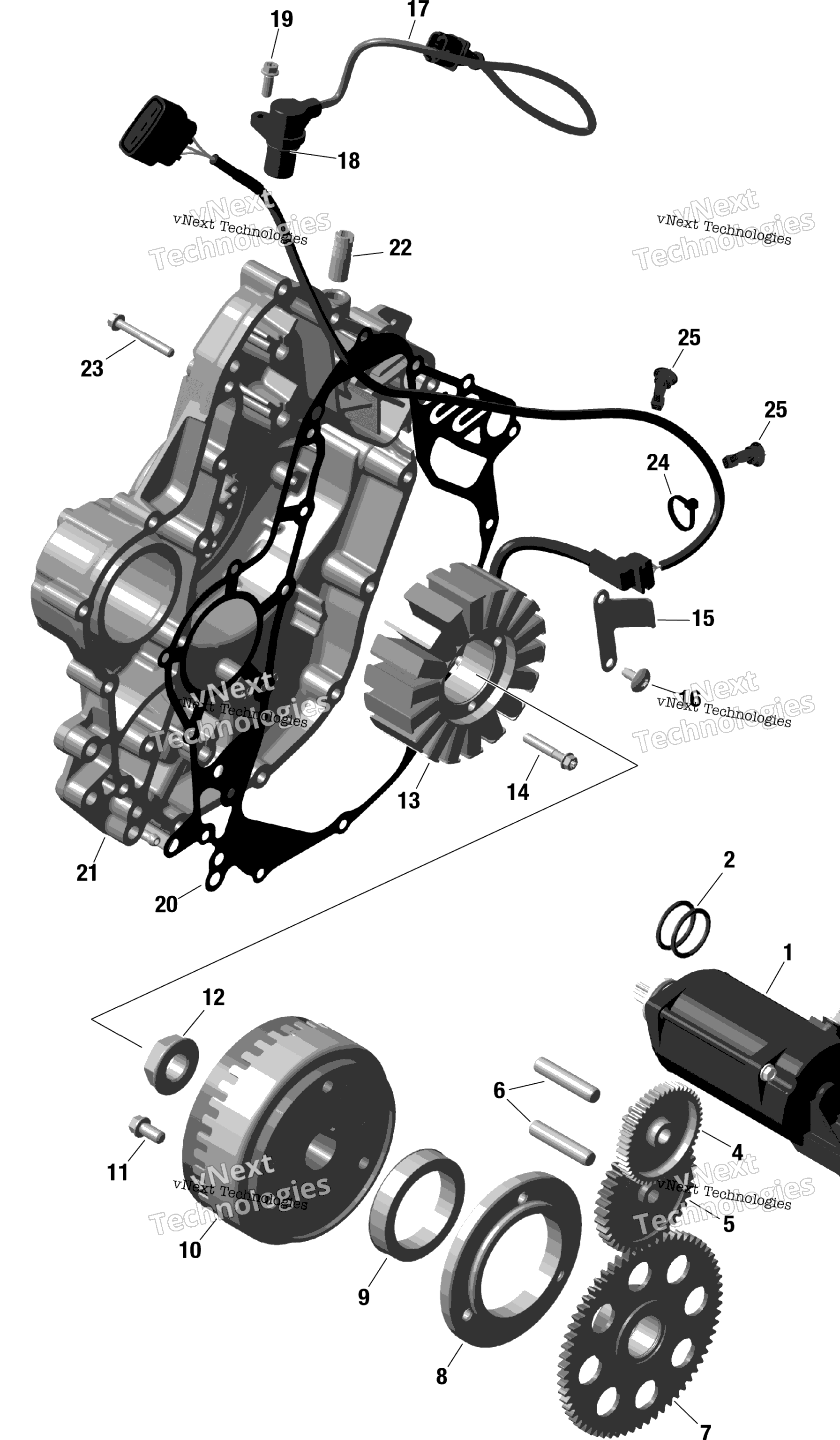 Схема узла Rotax - Механизм Зажигания И Электрический Стартер