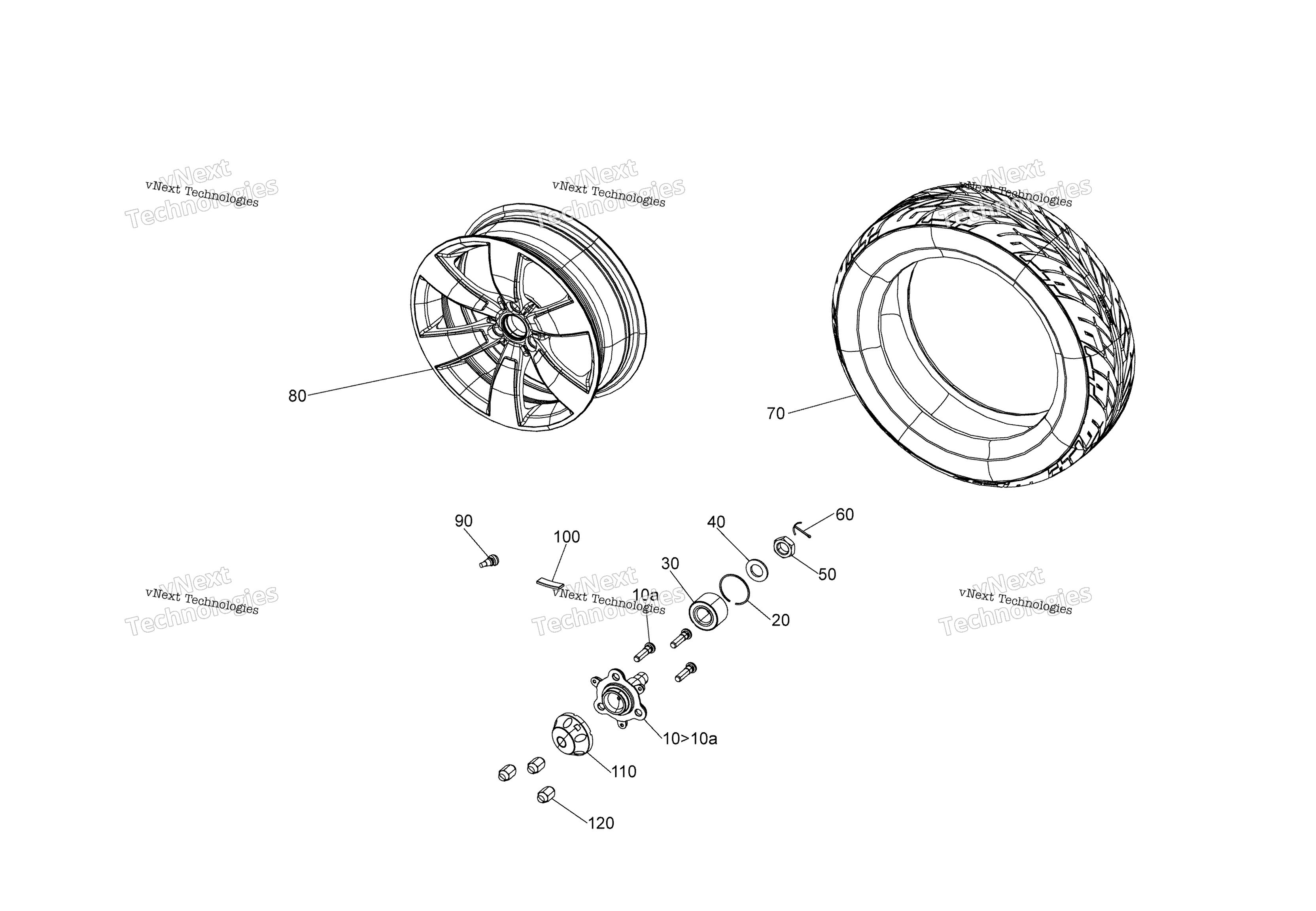 Схема узла Привод, Передний - Колеса