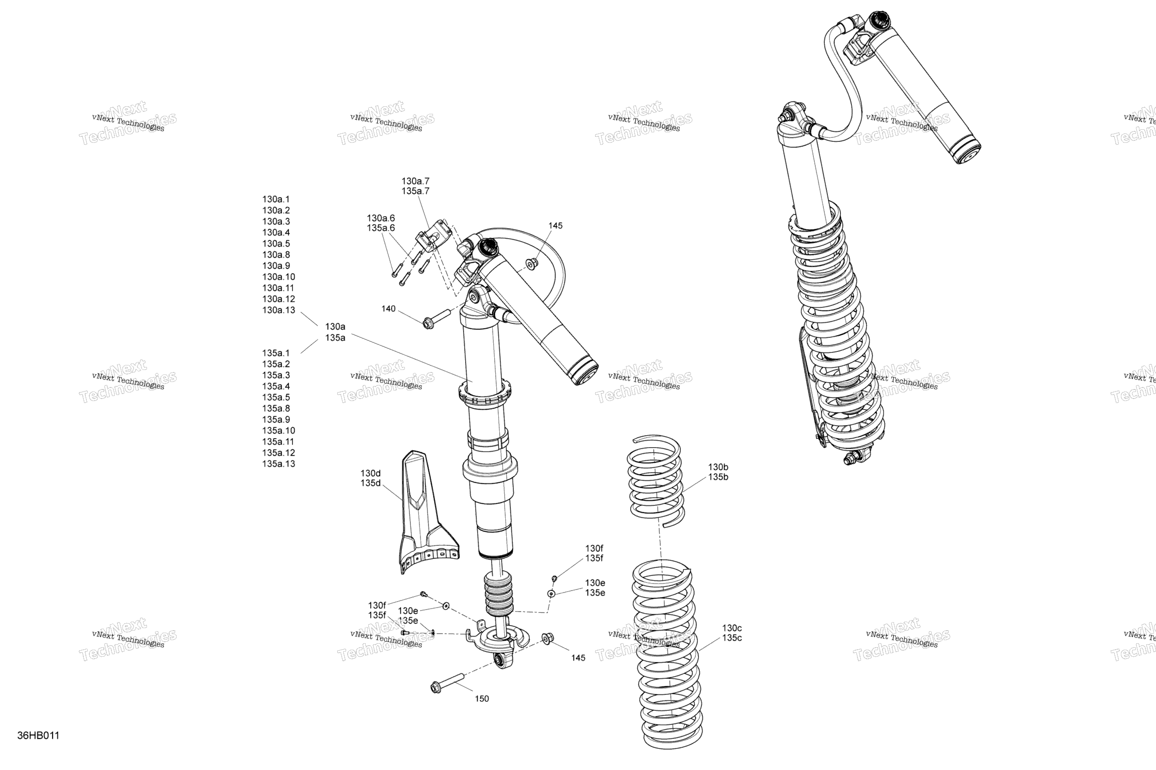 Схема узла Подвеска - Задние Амортизаторы - Без Smart-Shox