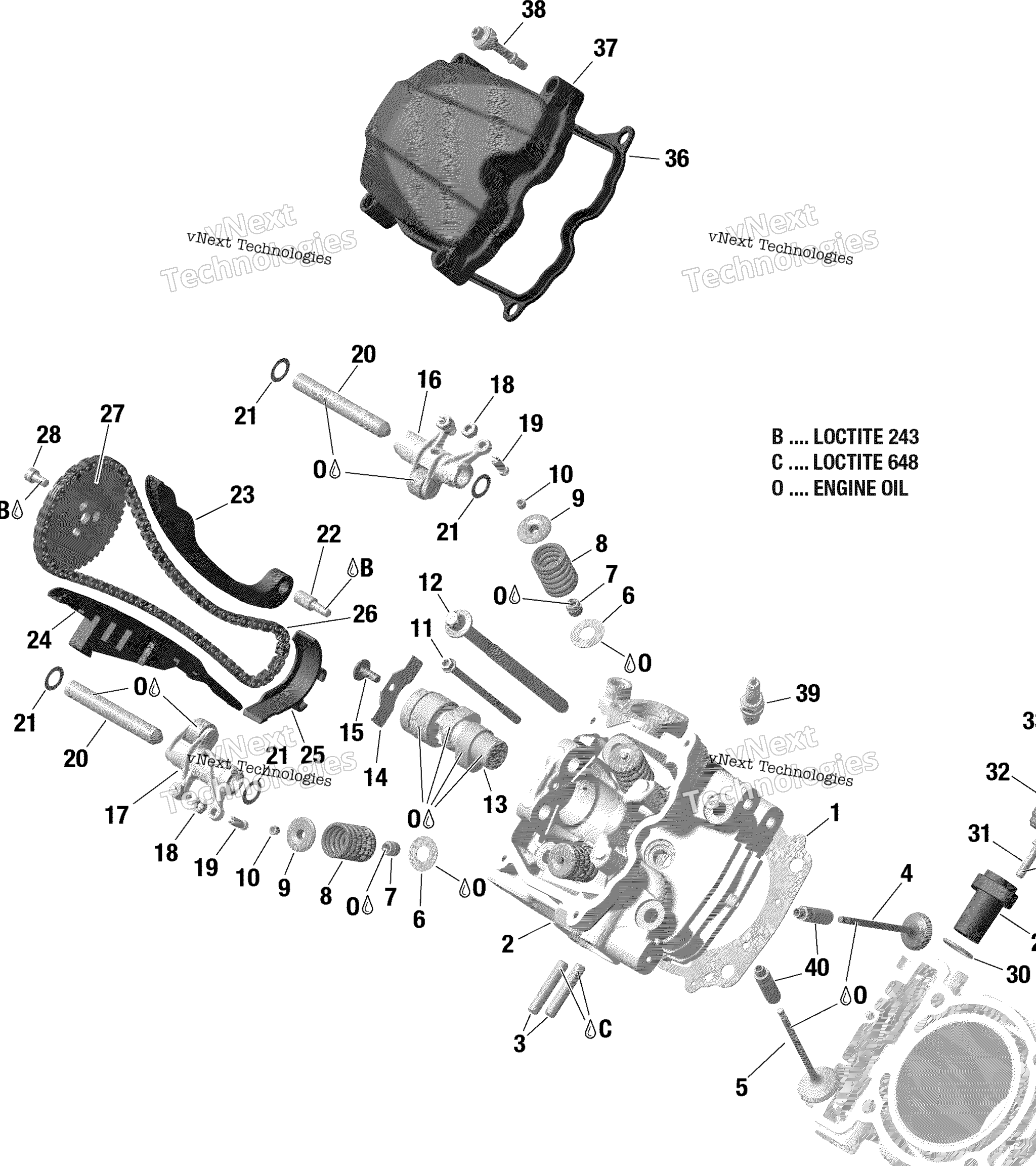 Схема узла Rotax - Головка Цилиндра, Передняя