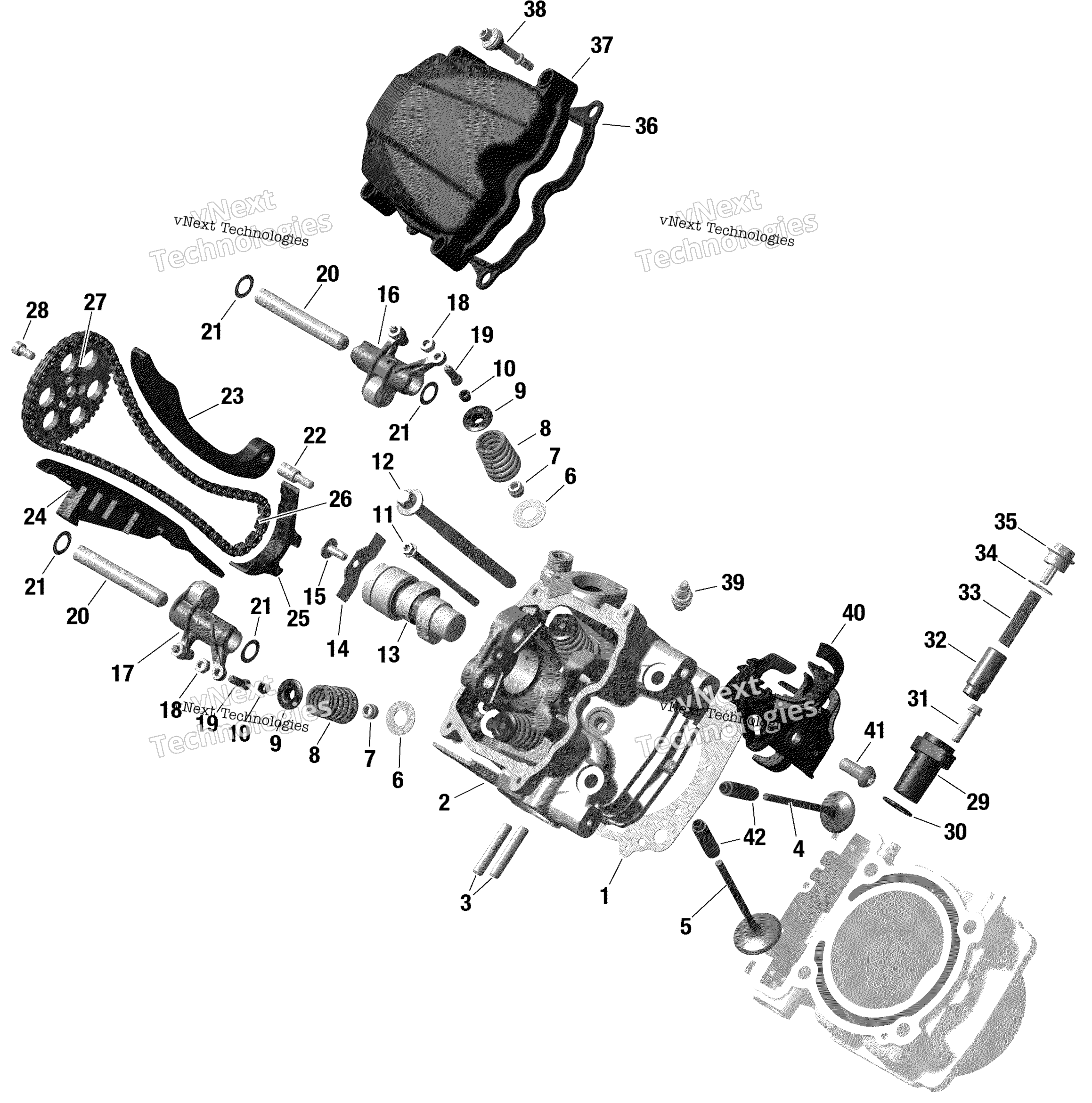 Схема узла Rotax - Головка Цилиндра, Передняя