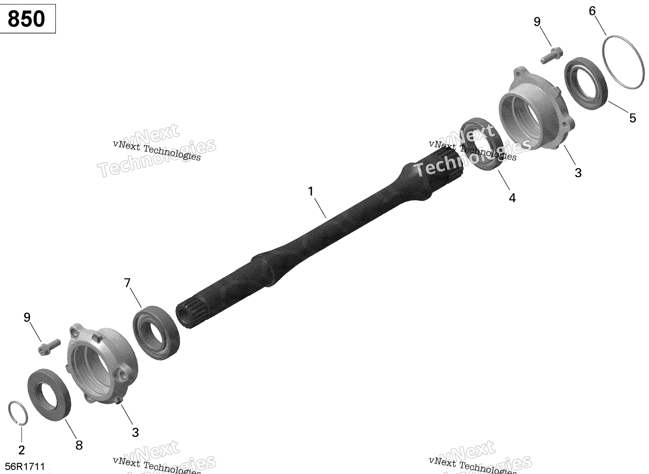 Схема узла Вал Привода - 850 Efi