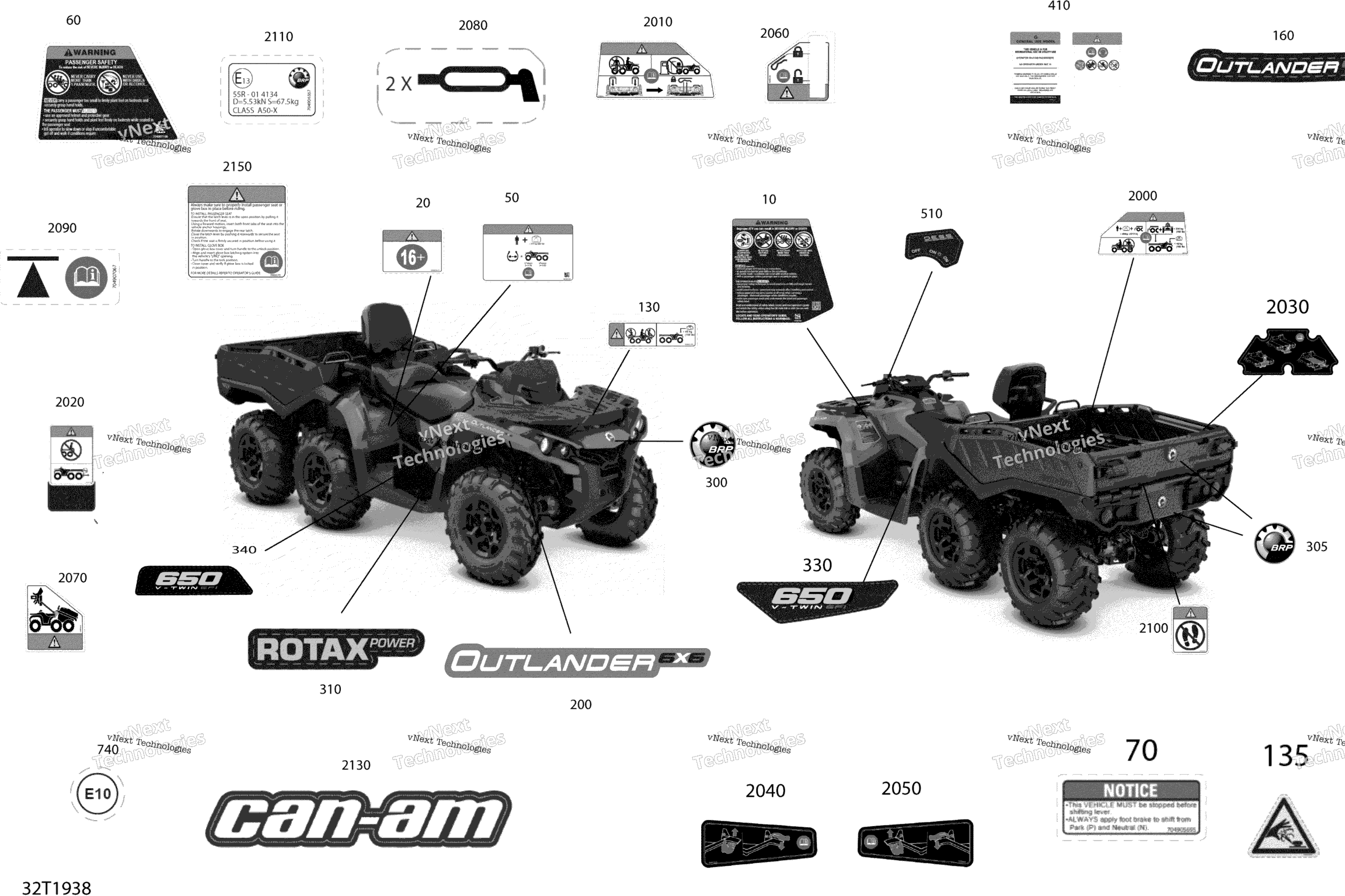 Схема узла Наклейки Outlander 6X6 - 650 Efi - Dps - Европа
