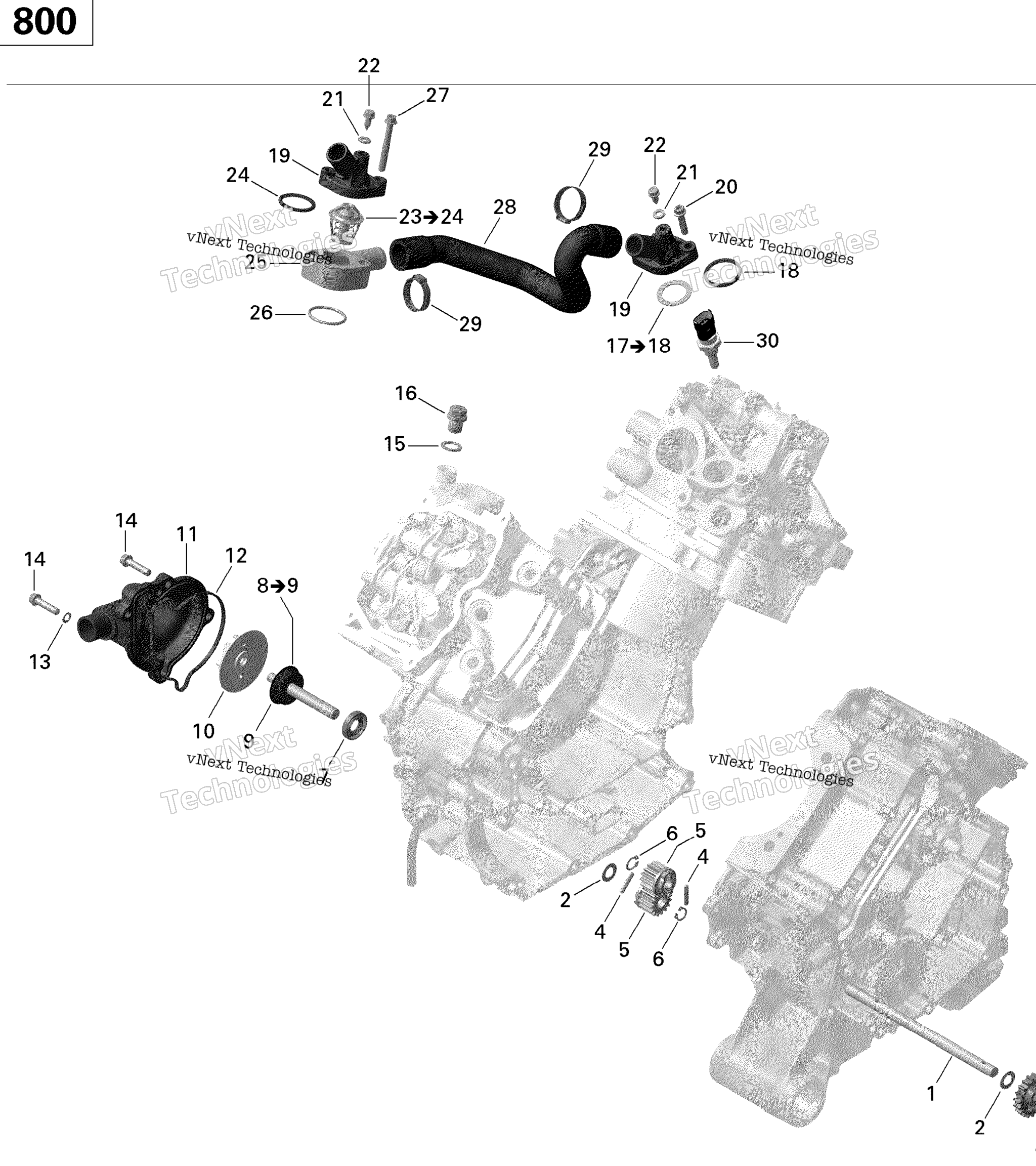 Схема узла Охлаждение Двигателя