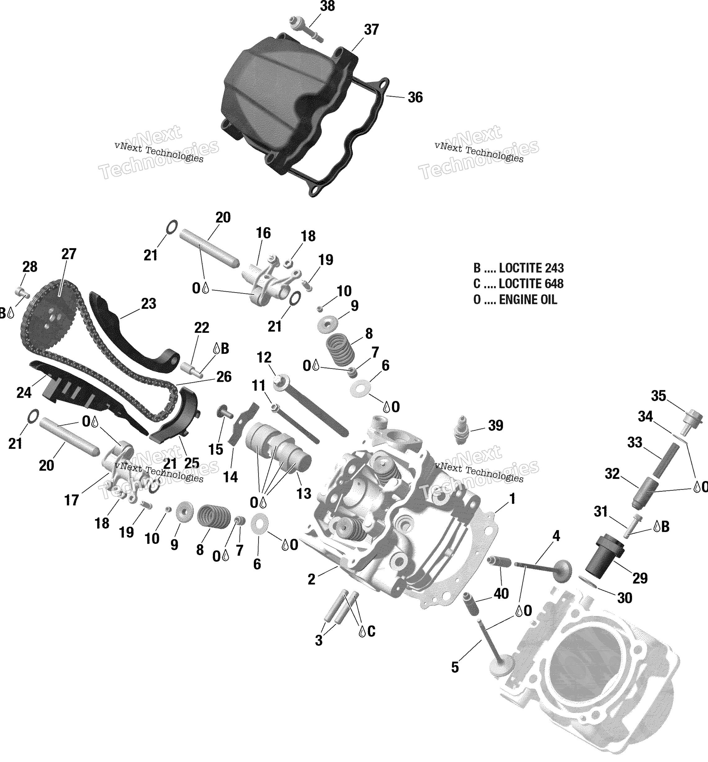 Схема узла Rotax - Головка Цилиндра, Передняя