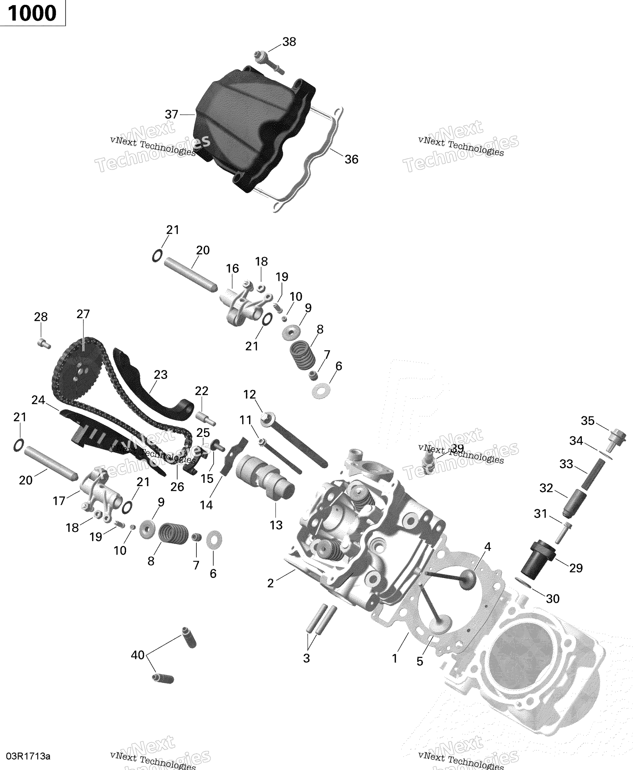 Схема узла Головка Цилиндра, Передняя - 1000R Efi