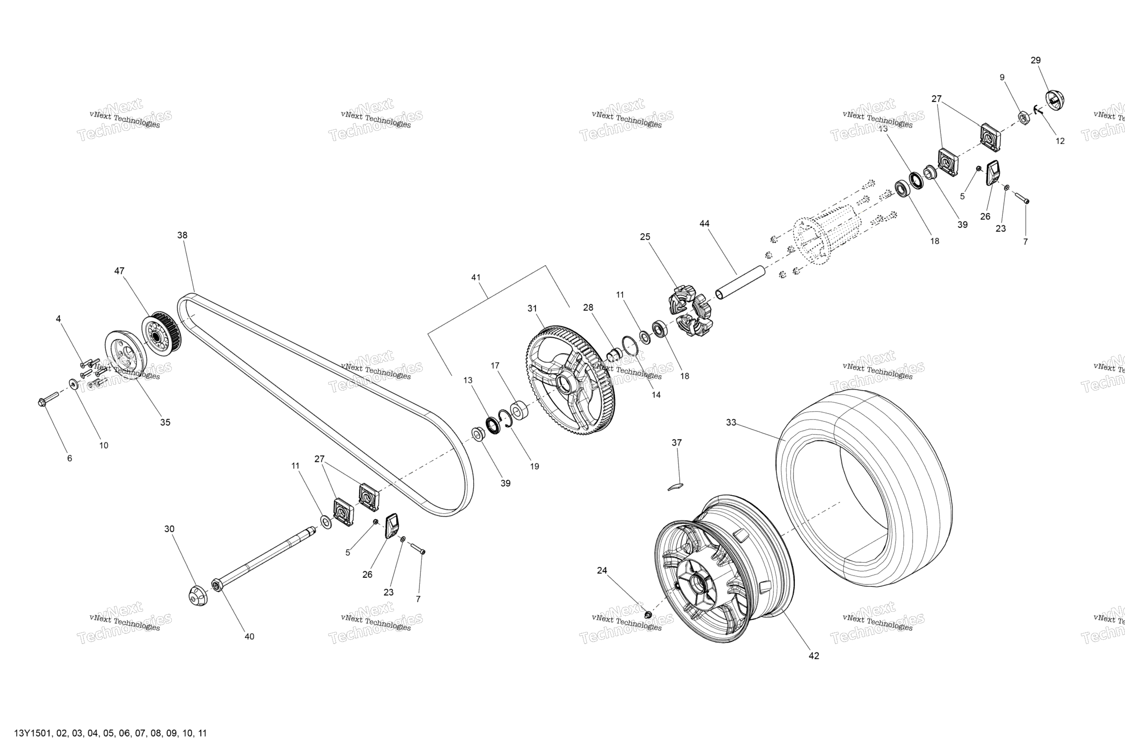 Схема узла Система Привода, Задняя