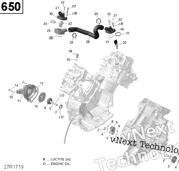 Схема узла Охлаждение Двигателя - 650 Efi