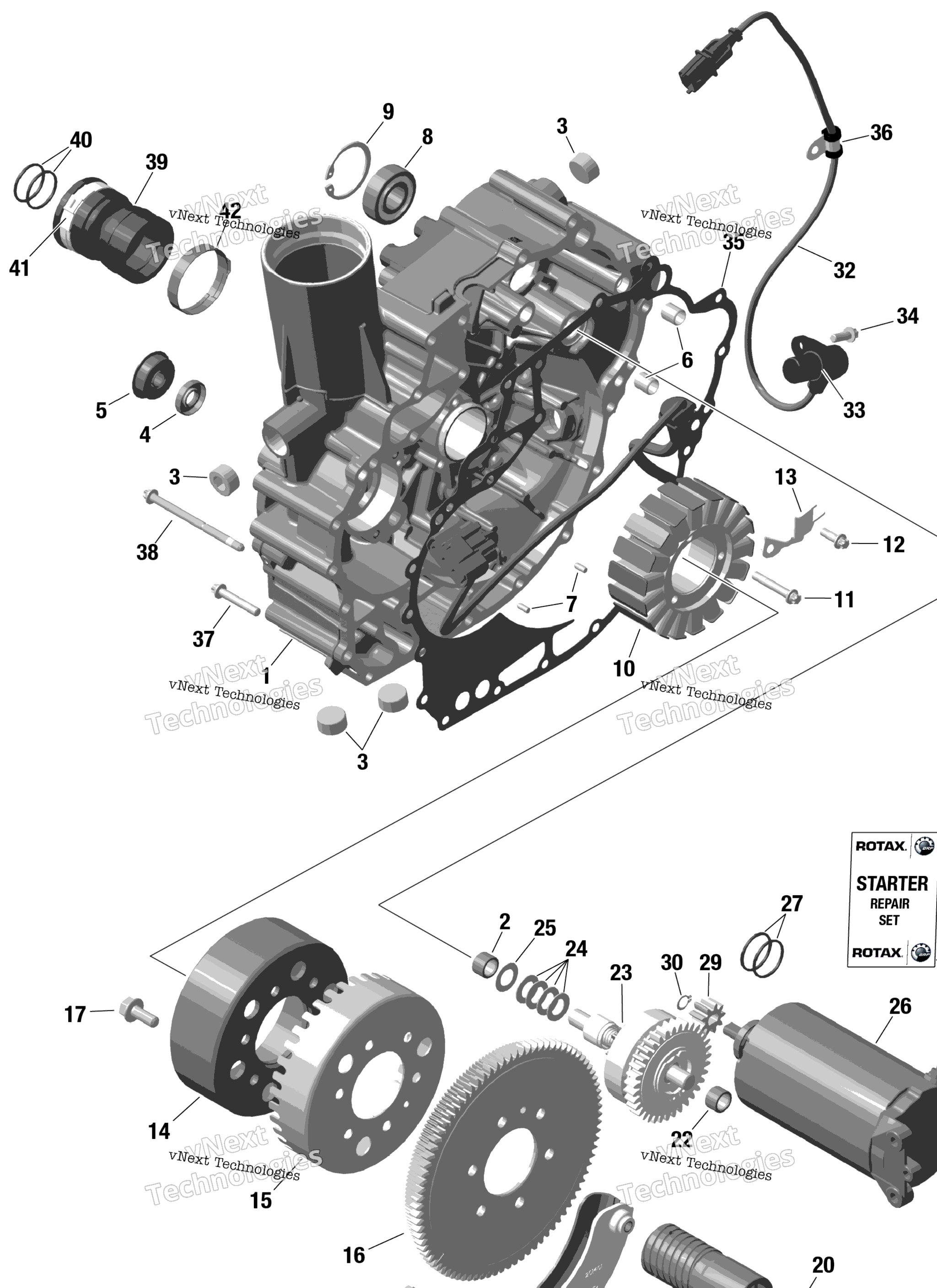 Схема узла Rotax - Механизм Зажигания И Электрический Стартер