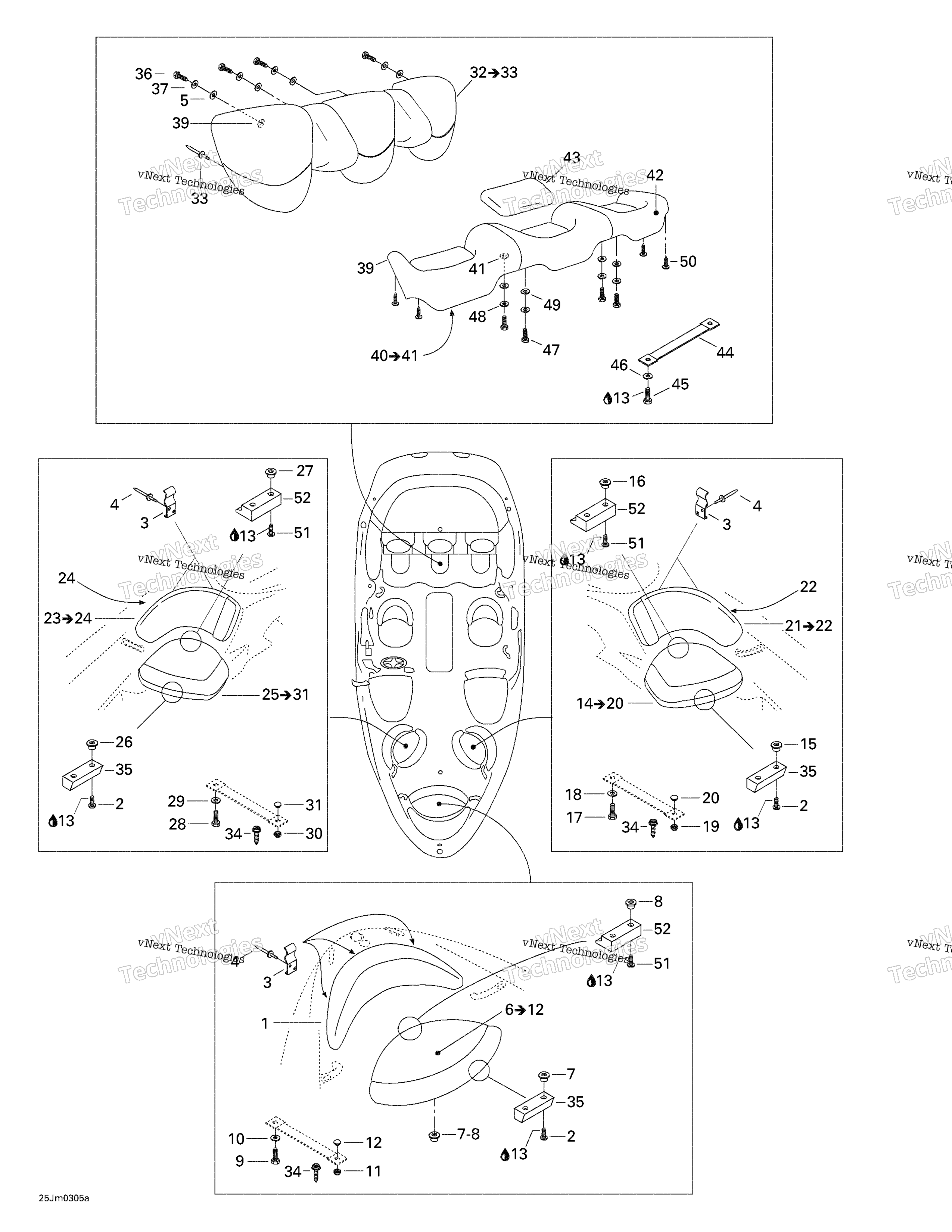 Схема узла Сиденья (Передние И Задние)