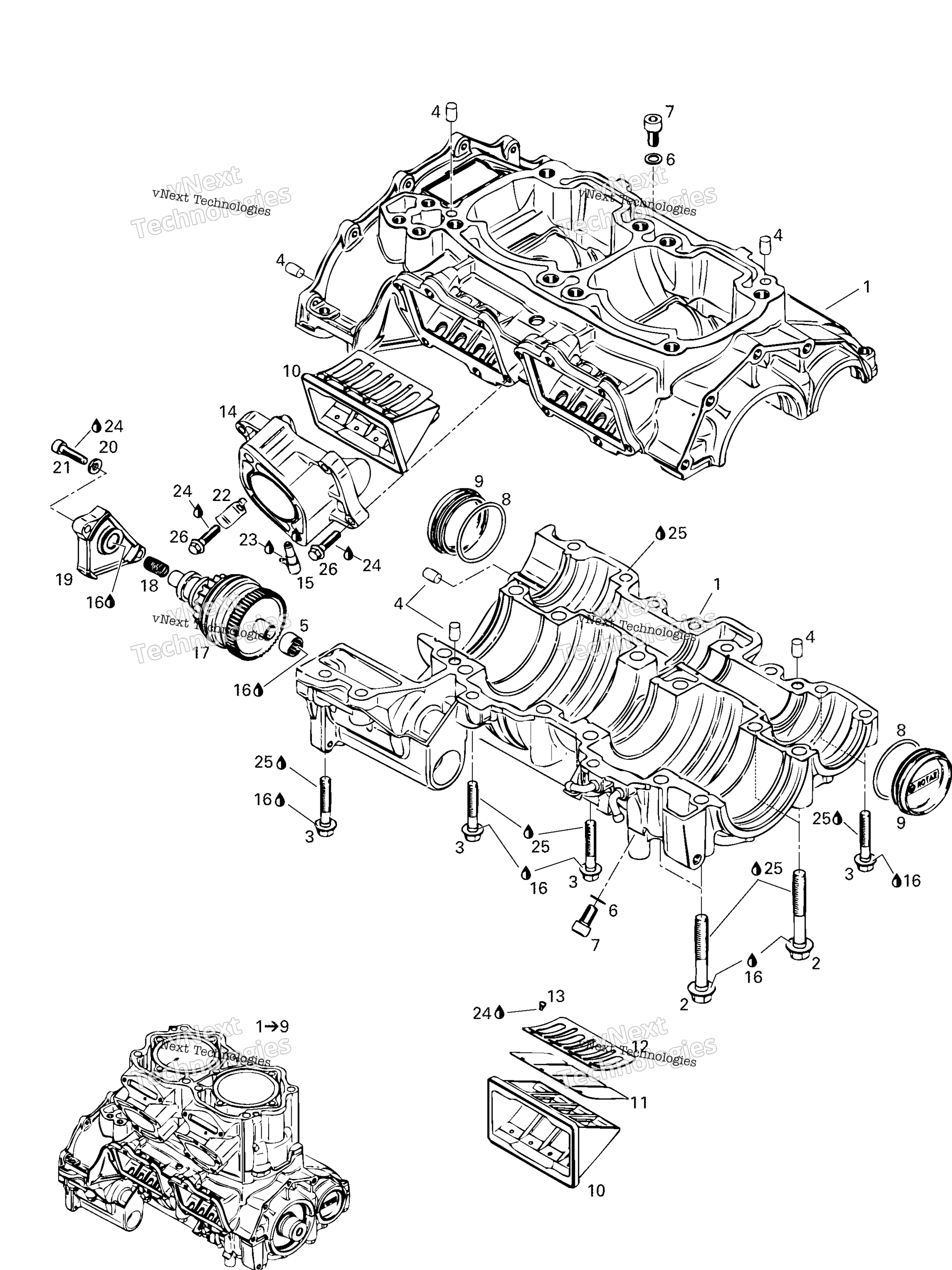 Схема узла Картера, Редукционные Клапаны