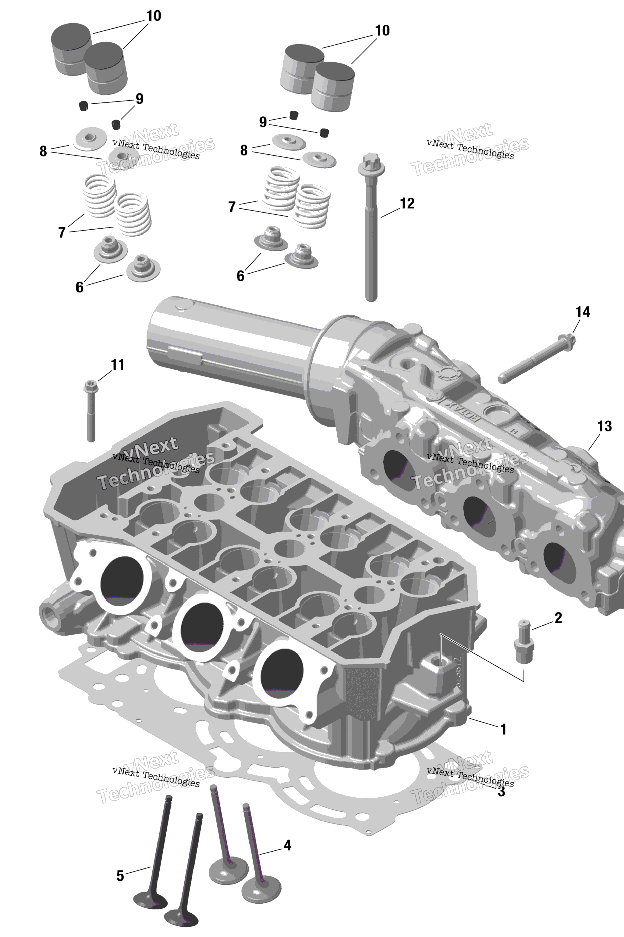 Схема узла Rotax - Головка Цилиндра