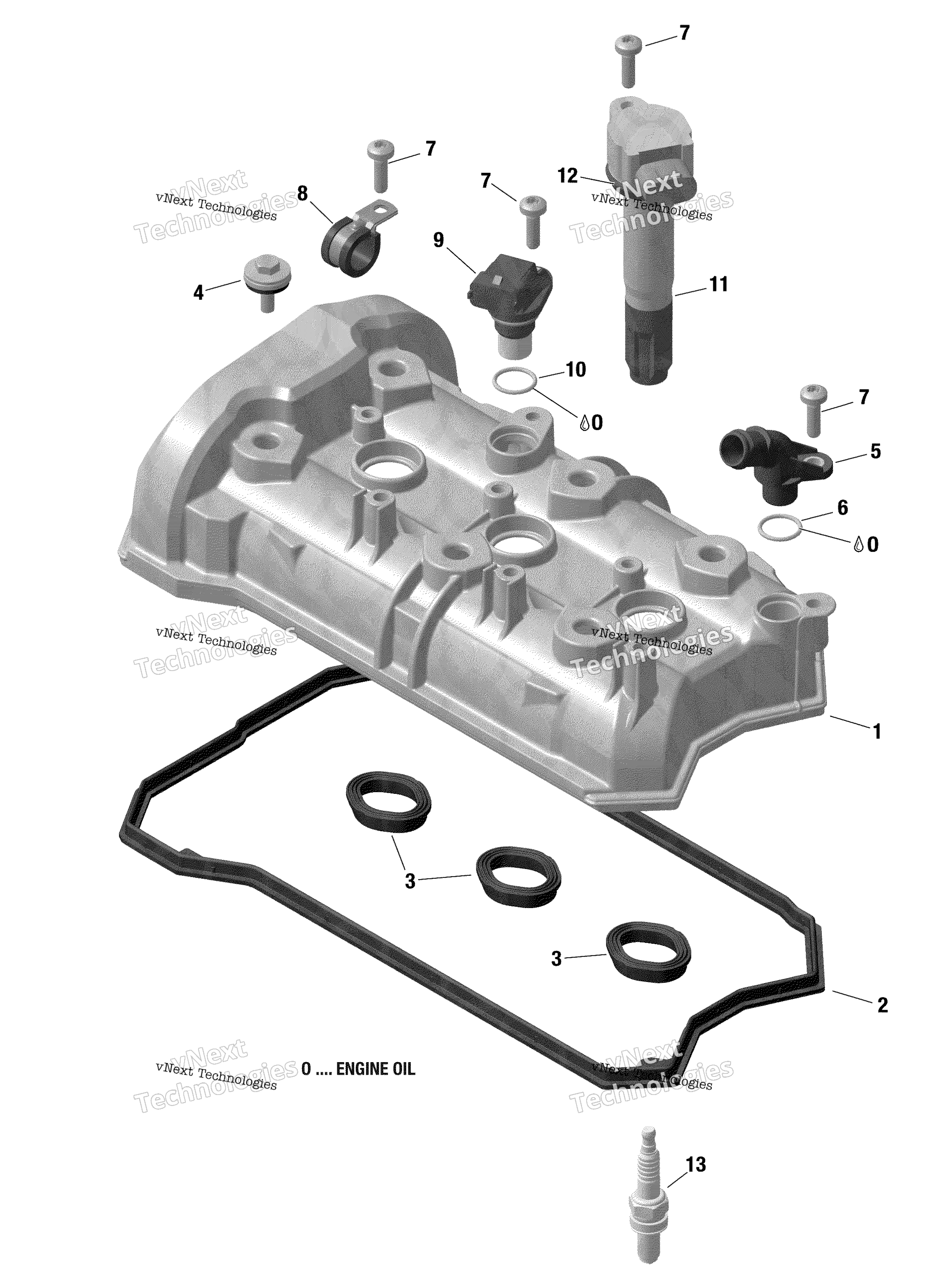 Схема узла Rotax - Крышка Клапанов - 903 / Сборка До 5 Ноября 2020