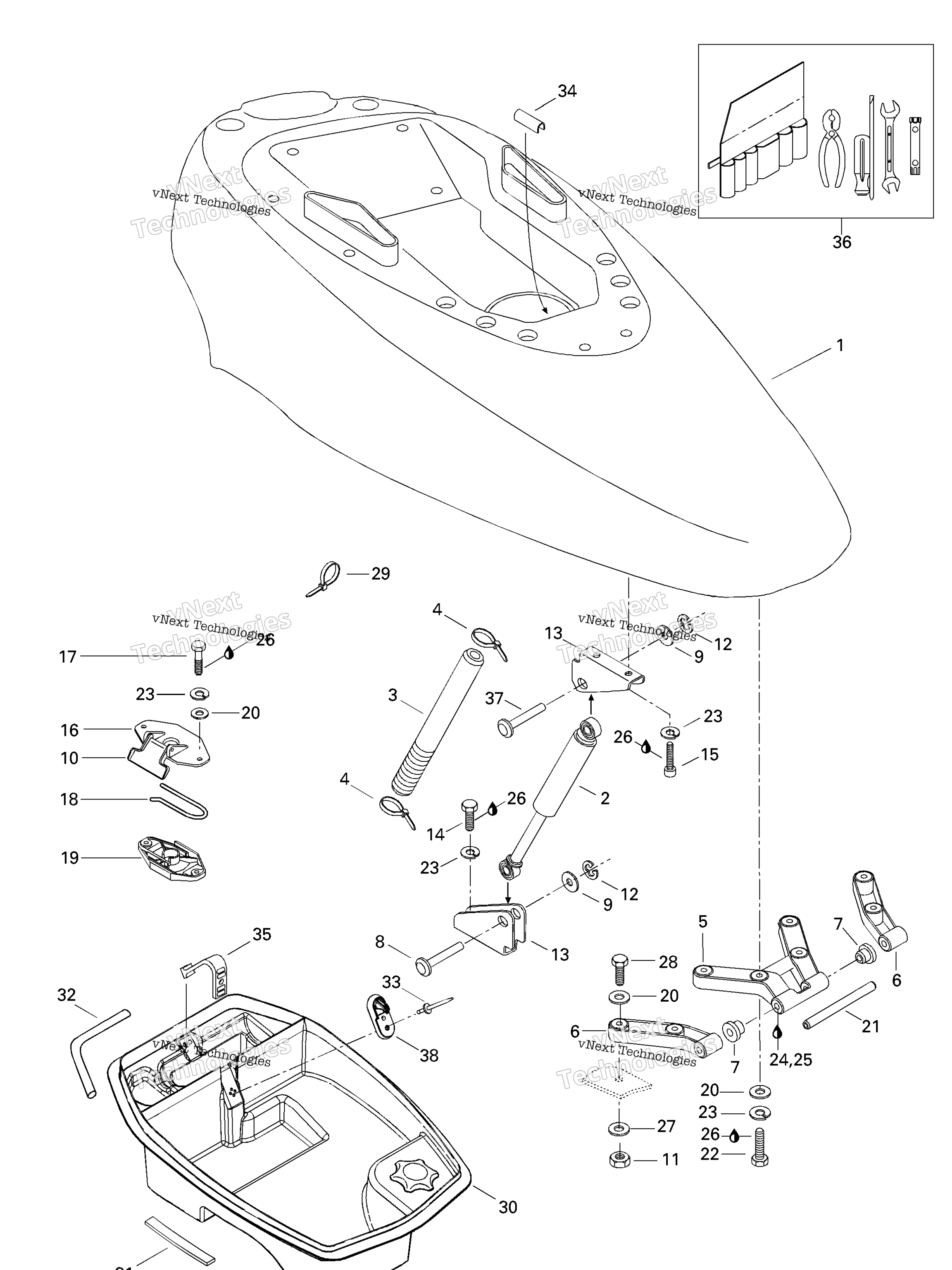 Схема узла Крышки Двигателей