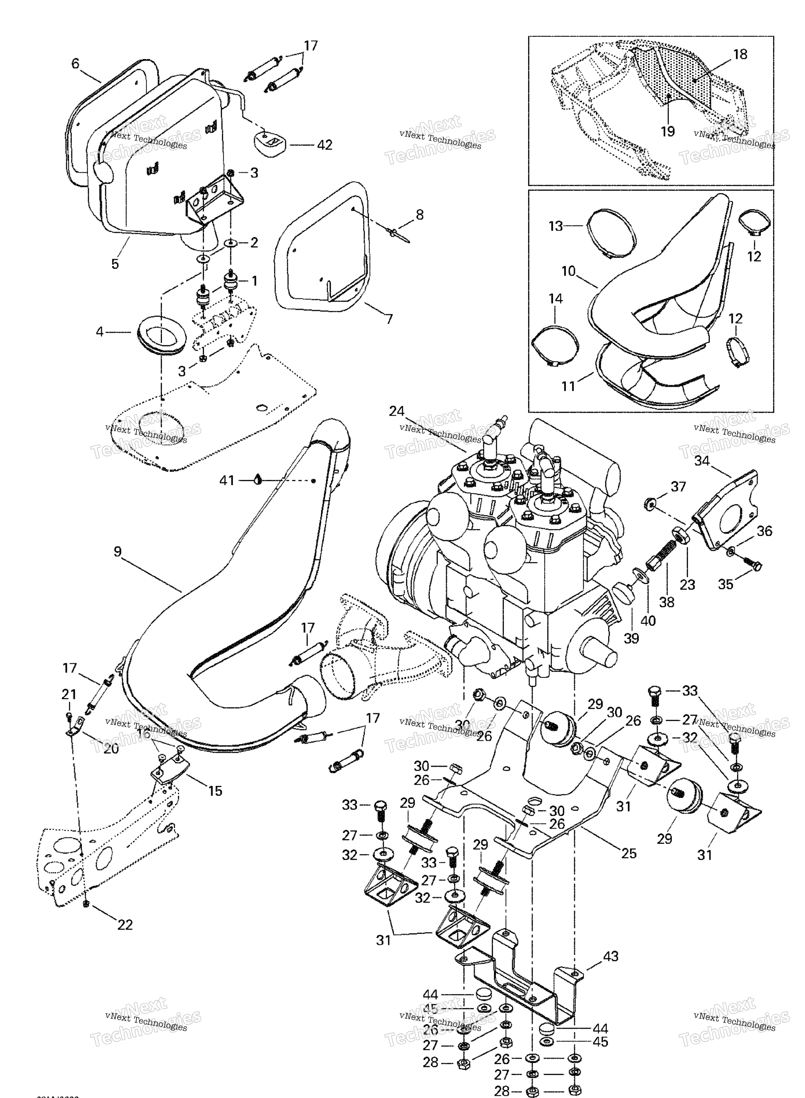 Схема узла Опора Двигателя И Глушитель